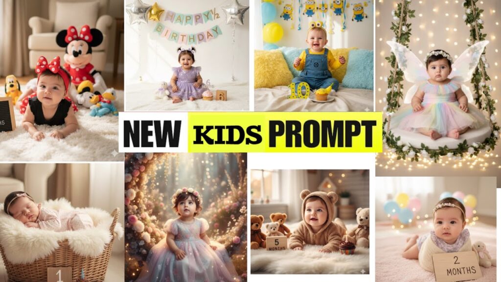 AI New 22 Prompts For Kids / Newborn Photoshoot with Gemini